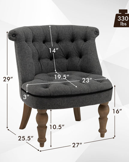 Giantex Accent Chair Set of 2, Single Sofa Chair with Tufted Backrests, Beech Wood Legs, Gray