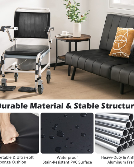 Giantex 4-in-1 Bedside Commode Shower Wheelchair