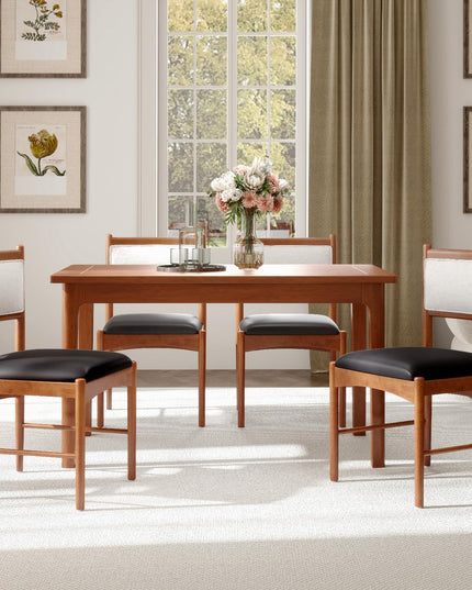 Giantex Wooden Dining Chairs, Upholstered Kitchen Chairs w/Rubber Wood Frame & Faux Leather Padded Seat