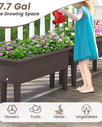 Giantex Raised Garden Beds Outdoor Set of 2, Self-Watering Planter Box with Detachable Legs & Drainage Hole