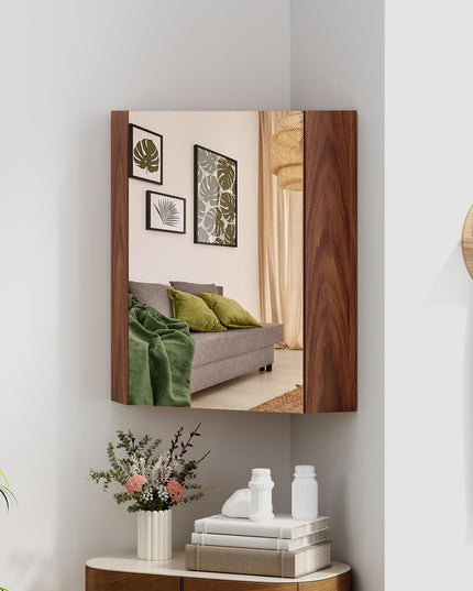 Giantex Corner Medicine Cabinet, 23.5” Over The Toilet Storage Cabinet with Mirror Door, Adjustable Shelf