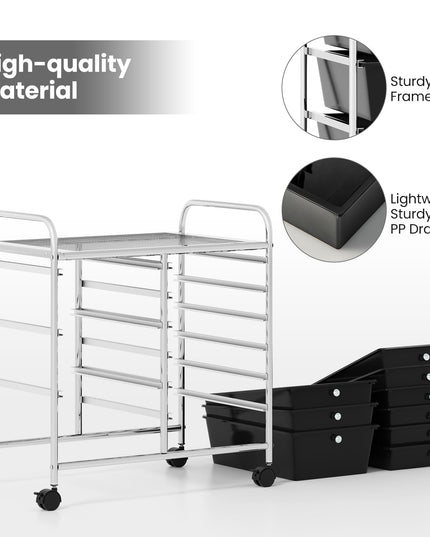 Giantex 9 Drawers Rolling Cart, Classroom Organizers, Storage Cart with Wheels
