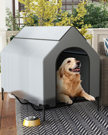 Giantex Dog House Outdoor Extra Large, Elevated Dog Bed with Weatherproof Canopy
