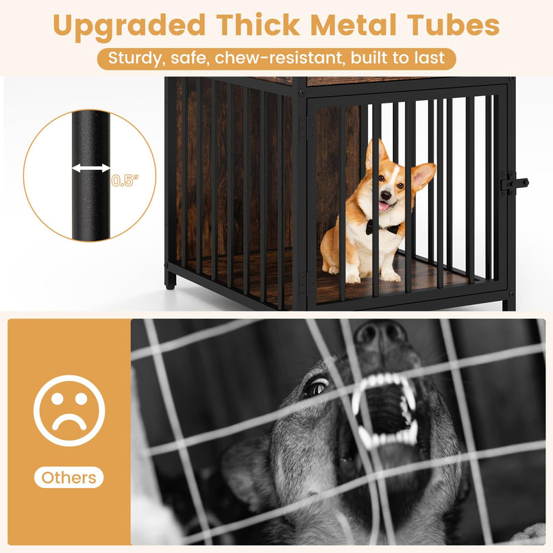 Giantex Dog Crate End Table with Charging Station