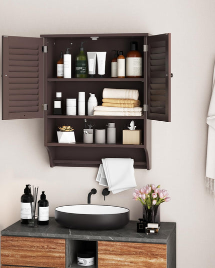 Giantex Bathroom Cabinet Wall Mounted - Hanging Medicine Cabinet with 2 Louvered Doors