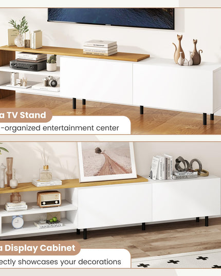Meuble TV Giantex pour téléviseurs jusqu'à 80 pouces | Meuble de divertissement blanc avec rangements