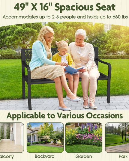 Giantex Patio Bench with Geometric Backrest for Garden