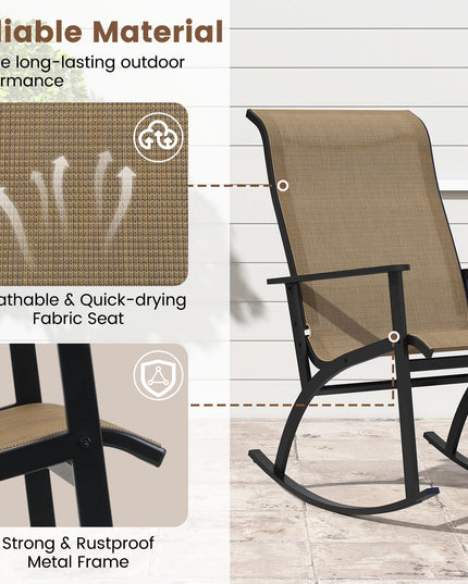 Giantex Outdoor Patio Furniture Set with 2 Rocking Chairs & Coffee Table