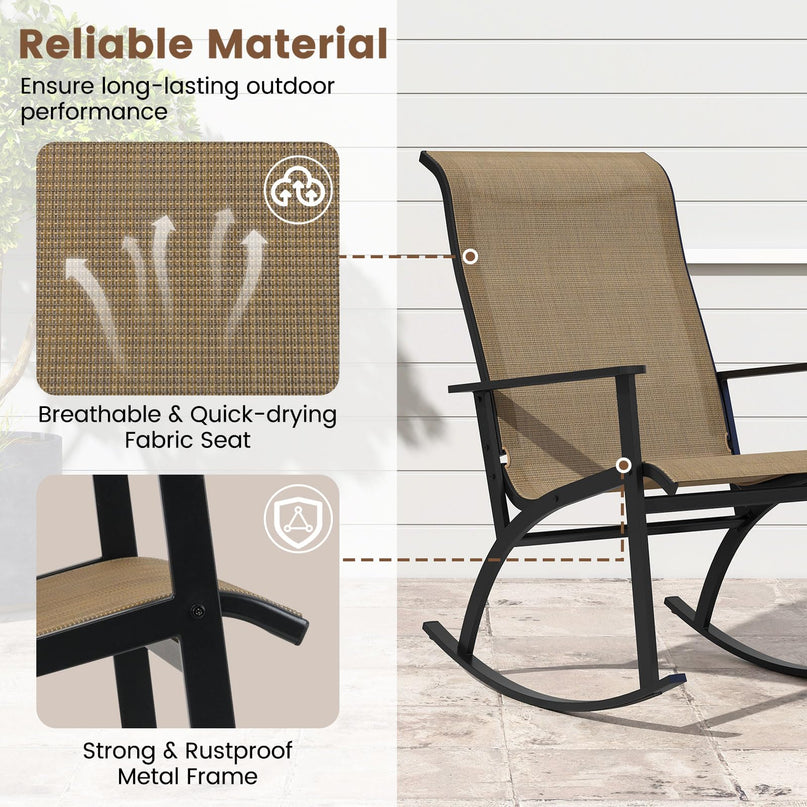 Giantex Outdoor Patio Furniture Set with 2 Rocking Chairs & Coffee Table