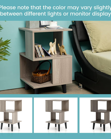 Giantex Accent Sofa Side Table w/Open Storage Shelves for Living Room Bedroom Study Room