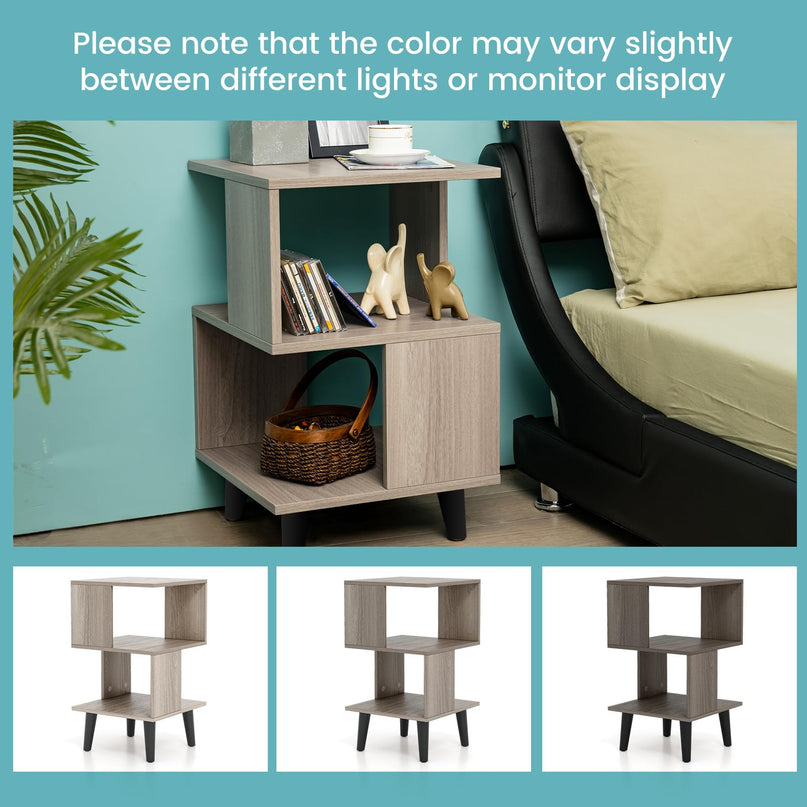 Giantex Accent Sofa Side Table w/Open Storage Shelves for Living Room Bedroom Study Room