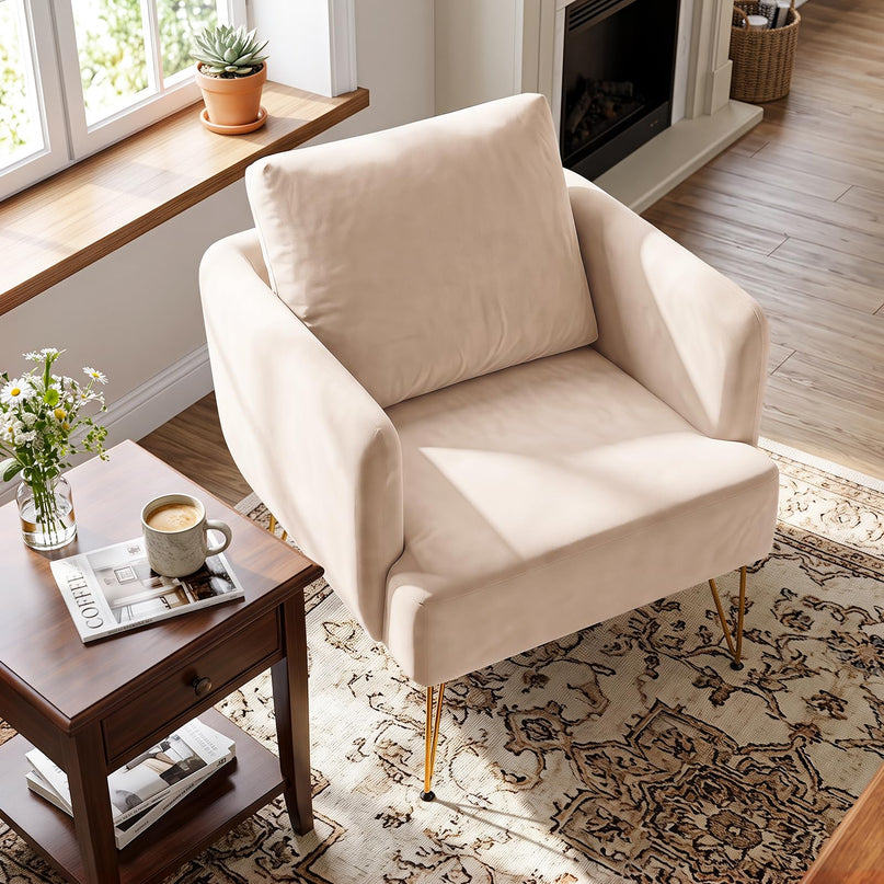 GIANTEX Modern Accent Chair with Back Cushion(1/2)