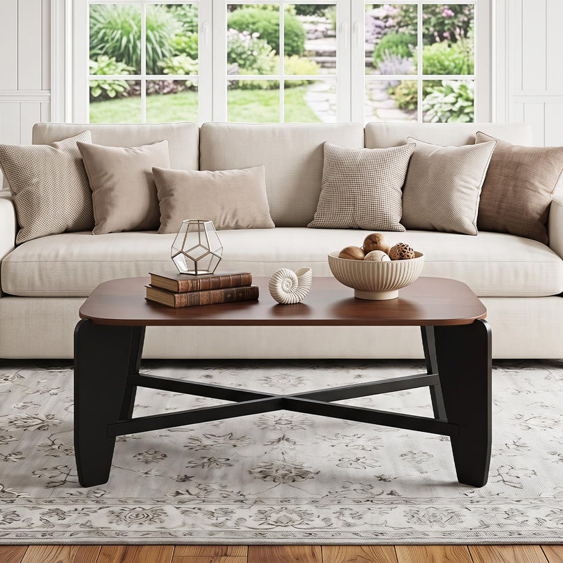 GIANTEX Wood Coffee Table 35.5" Center Table for Living Room