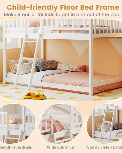 Giantex Twin Over Twin House Bunk Bed Low Loft Bed Frame