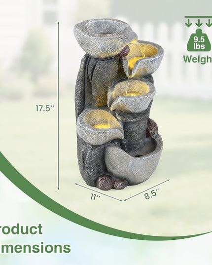 Giantex 5-Tier Outdoor Water Fountain with Lights