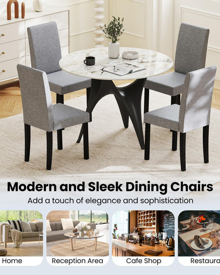 Giantex Upholstered Dining Chair Set of 2/4 with Rubber Wood Legs