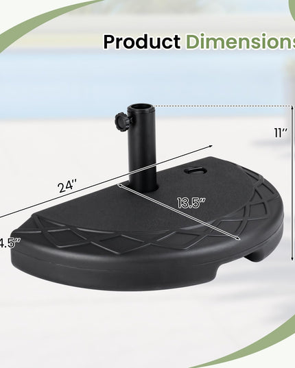 Giantex Half Round Patio Umbrella Base 44 lbs Fillable Half Umbrella Stand