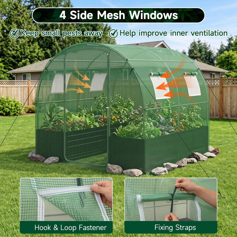 6.5 x 6.5 Ft Walk-in Greenhouse with Raised Garden Bed