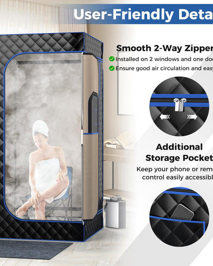Giantex Portable Steam Sauna, Full Body Sauna Box with 3L Steam Generator, Remote Control