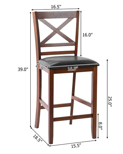 Giantex Modern 25” Counter Height Dining Pub Stools with X-Shaped Backrest, Soft Cushion & Durable PU Seat