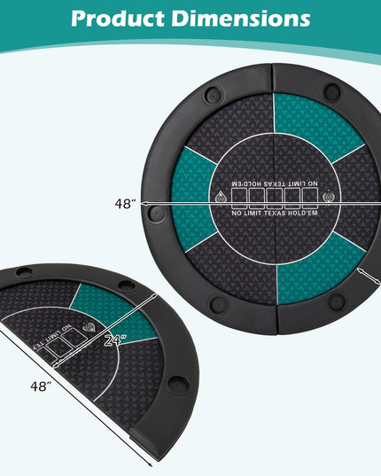 Giantex 48" Poker Table Top, 6 Player Foldable Round Blackjack Poker Table Topper w/Carrying Bag