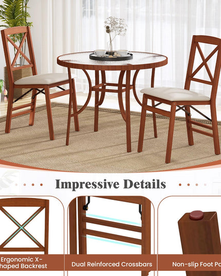 Giantex Folding Dining Chairs Set of 2/4, Modern Kitchen Chairs w/Padded Seat & Cross Backrest