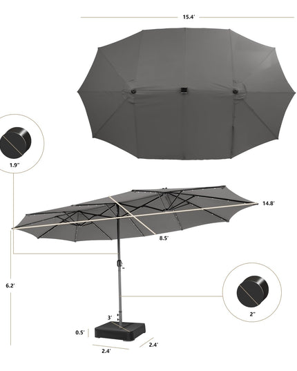 Parasol double face géant de 4,5 m pour l'extérieur Giantex