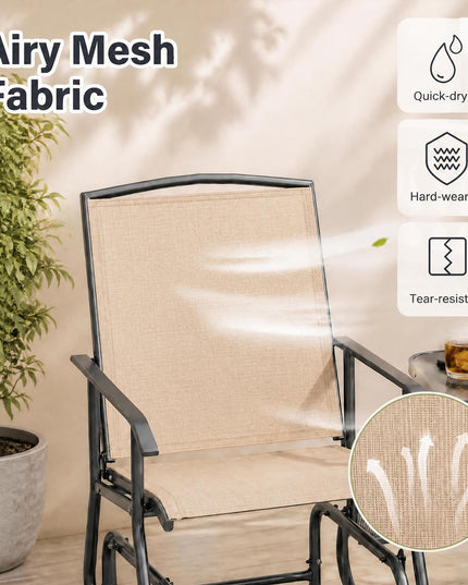 GIANTEX Outdoor Glider Chairs with 2-Tier Center Table