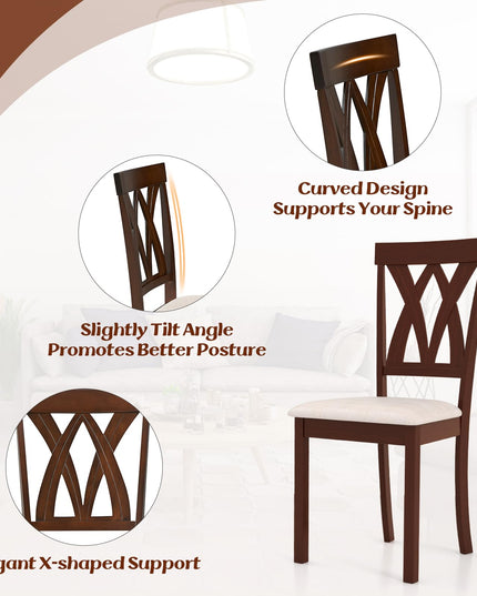 Giantex Wood Dining Chair, Wooden Kitchen Chairs with Upholstered Seat