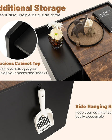 Giantex Cat Litter Box Enclosure - Hidden Cat Washroom Furniture with Rolling Pull-Out Drawer