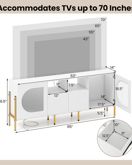 Giantex White TV Stand for TVs up to 70", Modern Entertainment Center