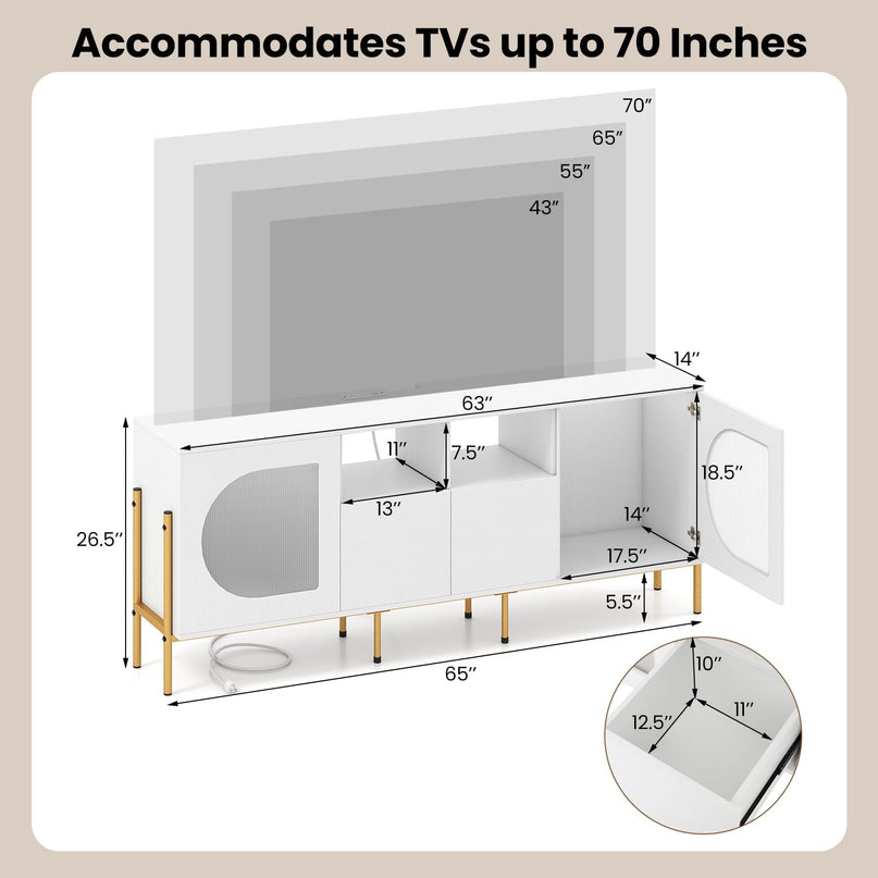Giantex White TV Stand for TVs up to 70", Modern Entertainment Center