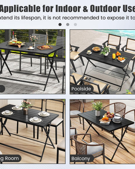 Table à manger d'extérieur pliante Giantex pour 4-6 personnes (122 x 76 cm)