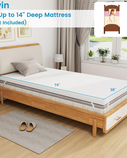 Giantex 3 Inch Twin Memory Foam Mattress Topper, Cooling Gel Infused Topper with Removable Cover