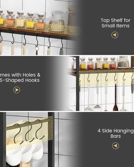 Giantex Bakers Rack with Power Outlets, 5-Tier Coffee Bar Table Organizer w/ 10 S-Shaped Hooks, 63" Large Microwave Stand