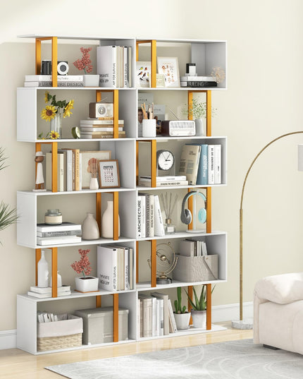 Giantex 6-Tier Modern S-Shaped Bookshelf with Anti-Tipping Kits