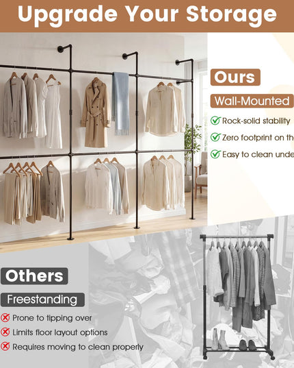 Giantex Industrial Pipe Clothing Rack for Wardrobe Closet