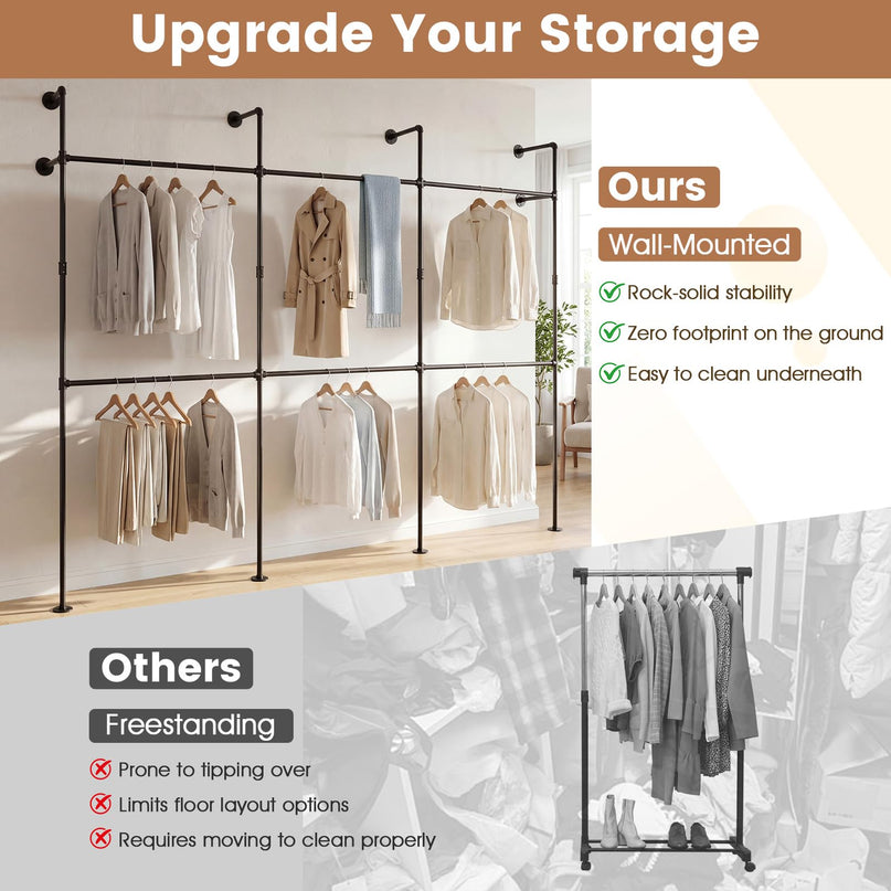 Giantex Industrial Pipe Clothing Rack for Wardrobe Closet
