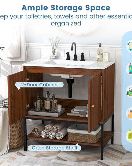 Giantex Bathroom Vanity with Sink Combo - 31" Bathroom Cabinet with Doors