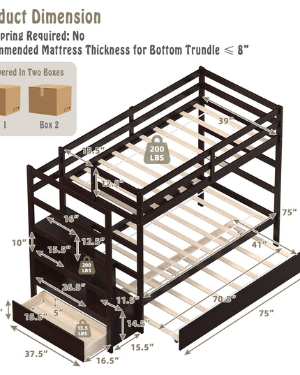 Giantex Twin-Over-Twin Bunk Bed with Trundle
