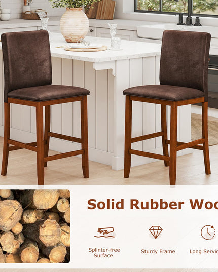 Giantex Bar Stools Set of 2/4 26" Upholstered Counter Height Bar Chairs