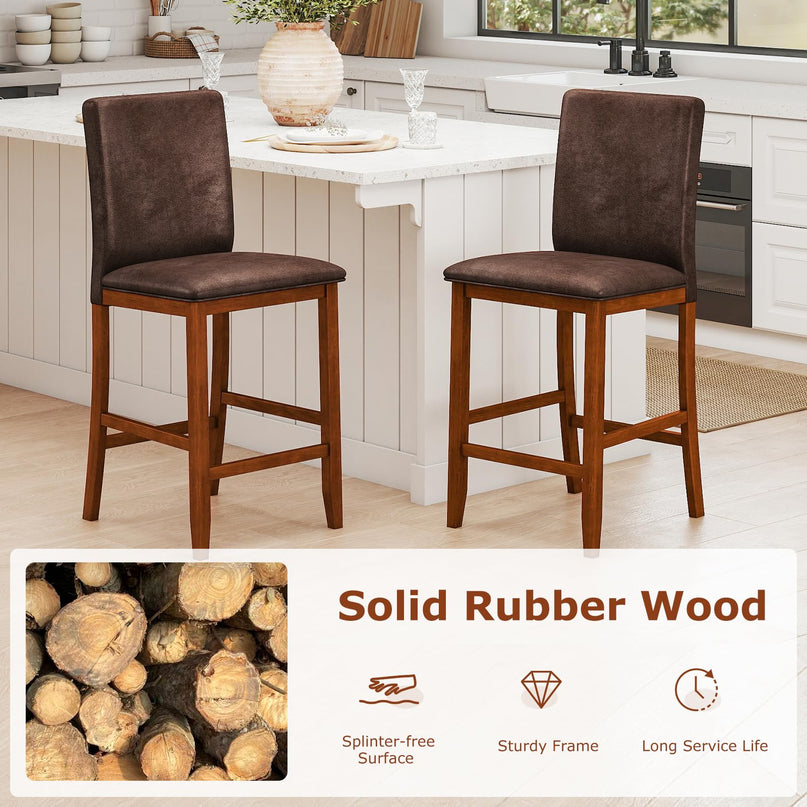 Giantex Bar Stools Set of 2/4 26" Upholstered Counter Height Bar Chairs