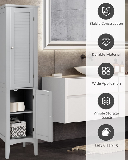 Storage Cabinet Bathroom High Cabinet with 5 Tier Shelves