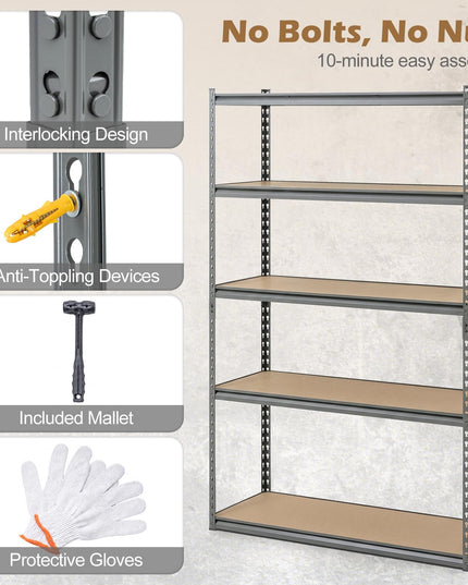 Giantex 5-Tier Metal Storage Shelves(48" x 18" x 72")