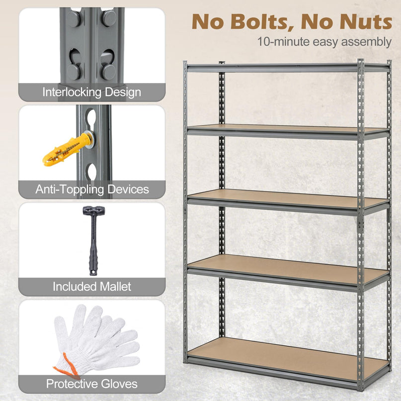 Giantex 5-Tier Metal Storage Shelves(48" x 18" x 72")