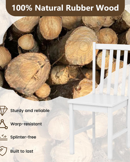 Giantex Wooden Dining Chairs Set of 2/4 100% Solid Rubber Wood Kitchen Chair