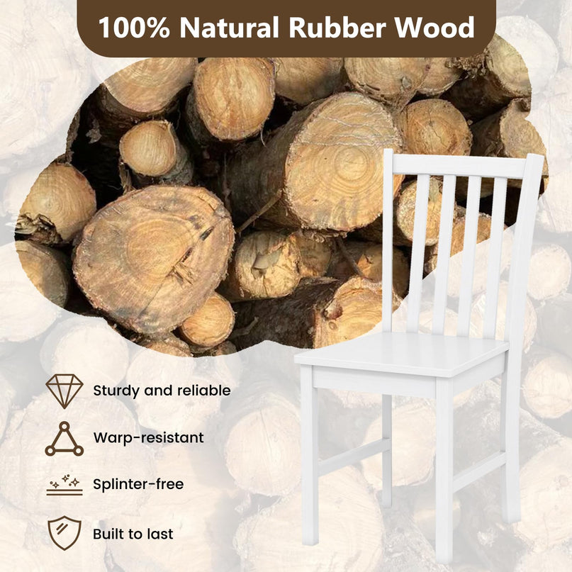 Giantex Wooden Dining Chairs Set of 2/4 100% Solid Rubber Wood Kitchen Chair