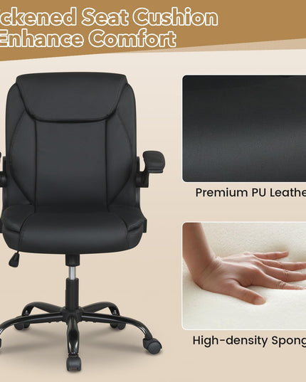 Giantex Leather Office Chair with Flip-up Arms for Home Office