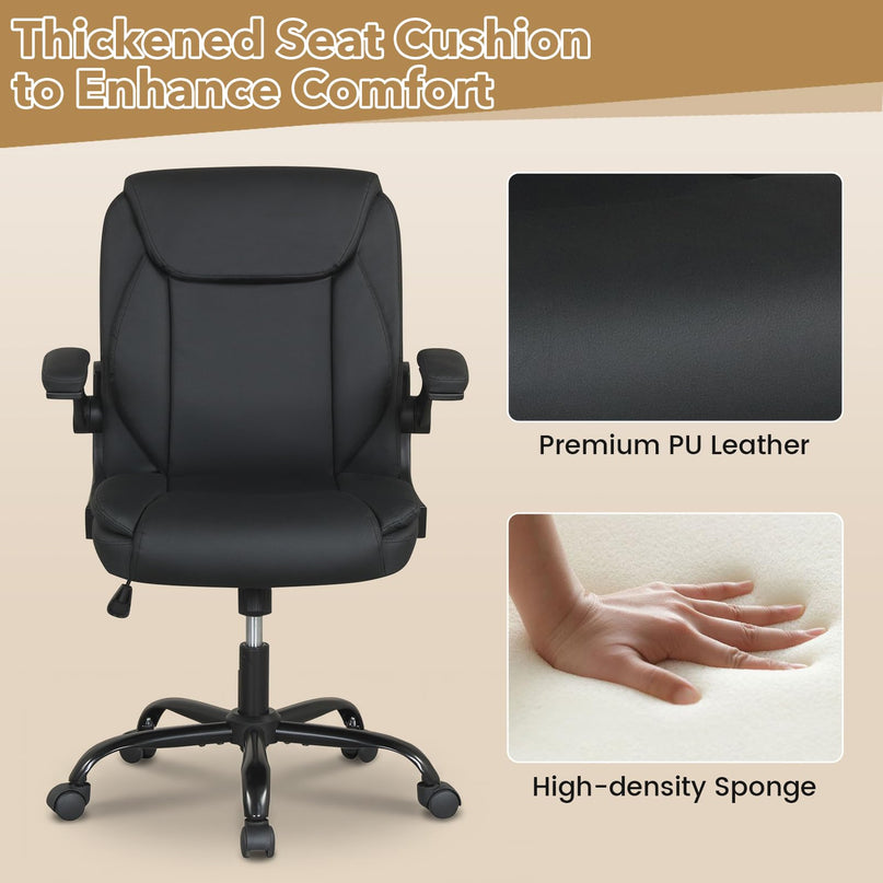Chaise de bureau Giantex en cuir avec accoudoirs relevables pour bureau à domicile