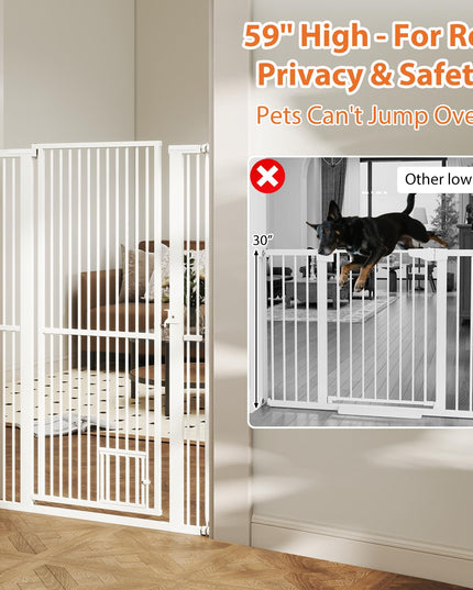 Giantex 59'' Extra Tall Pet Gate for Large Dogs & Cats | Adjustable 30.5''–41'' Wide Dog Gate